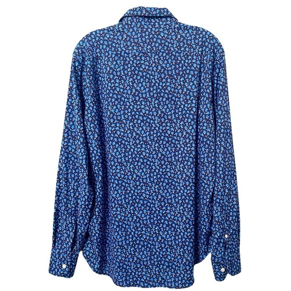 Bonobos Tech Slim Fit Blue Floral Button Down Long Sleeve Shirt - Picture 3 of 6